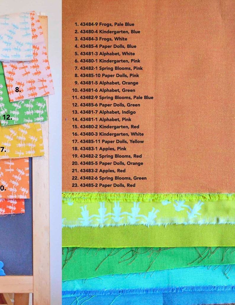 End of Bolt piece Paper Dolls in Blue Kinder by Heather Ross Windham Fabrics 1Y 22