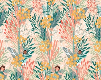 Windham Fabrics, Forest Fairies, Wanderlust in Peach por Katherine Quinn, por media yarda, OEKO-TEX CERTIFIED