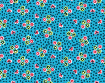 Cinco y diez por Denyse Schmidt, Pop Posey in Blue, Windham Fabrics, por media yarda