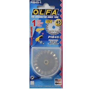 OLFA 45mm Pinking Rotary Blade (PIB45-1), Pack Of 1 (for use with RTY 2/DX 45mm Deluxe Cutter)