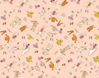 Lucky Rabbit, Doll Clothes in Pink by Heather Ross for Windham Fabrics, per half-yard