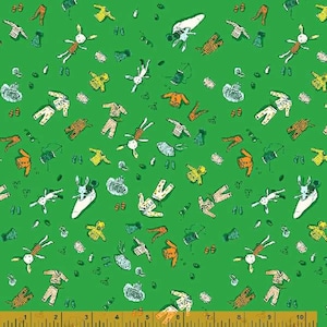 Lucky Rabbit, Doll Clothes in Green by Heather Ross for Windham Fabrics, per half-yard