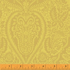 Windham Fabrics, Dover Flannel by Rosemarie Lavin Design, Mono Paisley (yellow), per half-yard