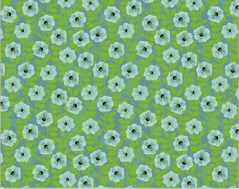 Wild Meadow by Sue Miano, Climbing Floral in Turquoise, Windham Fabrics, per half-yard,