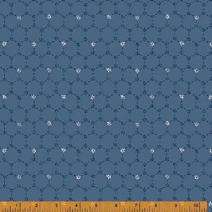 Indigo Stitches by Whistler Studios, Honeycomb in Slate Blue, per half-yard, Windham Fabrics