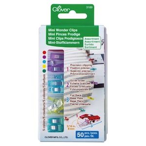 ORIGINAL Clover MINI Wonder Clips - Mini Size, Box of 50 clips, Assorted Colours