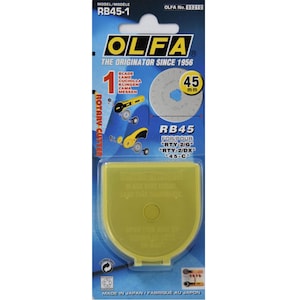 OLFA 45mm Tungsten Tool Steel Rotary Blade, Pack Of 1 (RB45-1)