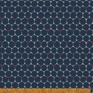 Indigo Stitches by Whistler Studios, Honeycomb in Navy, per half-yard, Windham Fabrics