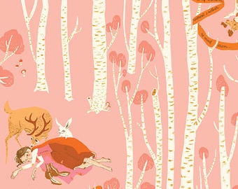 Windham Fabrics, Snow White in Pink &quot;Far Far Away 3&quot; by Heather Ross, per half-yard