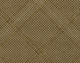 Robert Kaufman Fabrics, kolekcja CF, Tartan Single Border w kolorze brązowym (złoty metalik), autorstwa Carolyn Friedlander, za pół jarda