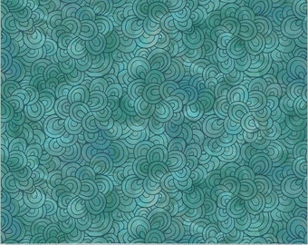 Wild Meadow by Sue Miano, Petal Pavers in Teal, Windham Fabrics, per half-yard,