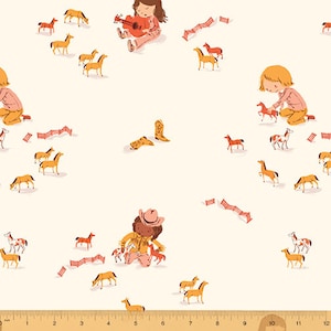 Windham Fabrics, Play Horses in Cream &quot;Far Far Away 3&quot; by Heather Ross, per half-yard