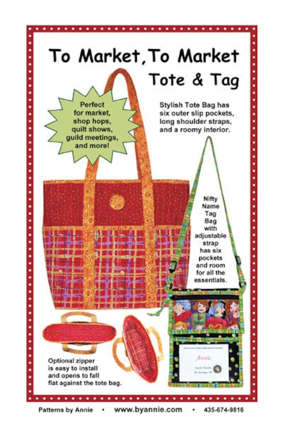 To Market, To Market Tote & Tag - by Annie To Market, To Market Tote & Tag - by Annie