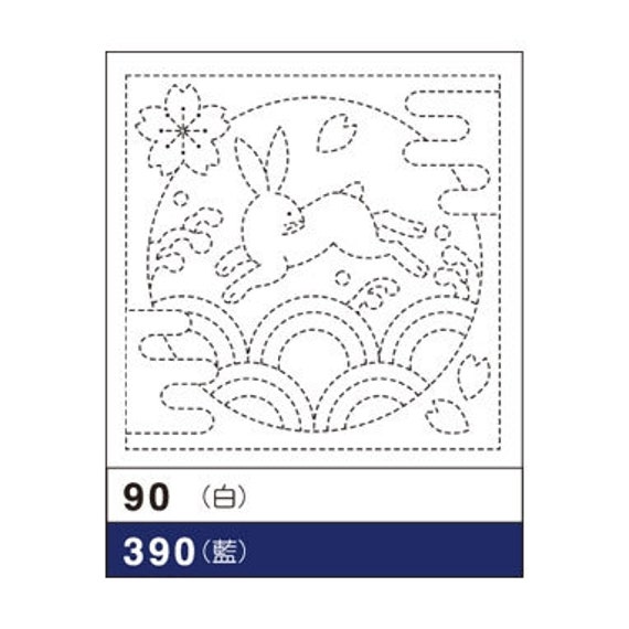 marimekko - HANA Olympus #90, #390 Hana-fukin Sashiko, Rabbit & Waves (white
