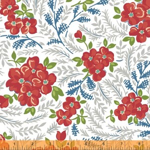 Windham Fabrics, Large Floral (White) &quot;Hazel&quot; por Allison Harris de Cluck Cluck Sew, por media yarda
