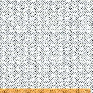 Indigo Stitches by Whistler Studios, Diamond in Ivory, per half-yard, Windham Fabrics