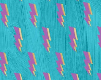 Happy by Carrie Bloomston, Kapow! in Turquoise, per half-yard, Windham Fabrics