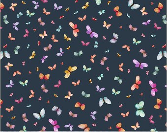 Wild Meadow by Sue Miano, Butterflies in Navy, Windham Fabrics, per half-yard,