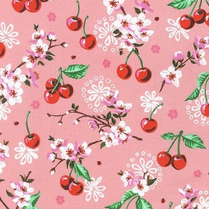 Cheery Blossom, Cherries and Blooms Peach, by Wishwell for Robert Kaufman Fabrics per half-yard