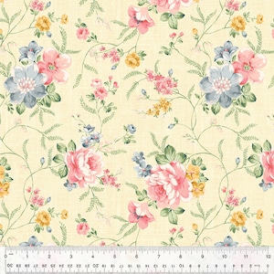 Laurel by Whistler Studios, Adorning Vine in Cornsilk, per half-yard, Windham Fabrics