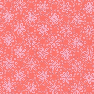 Cheery Blossom, Flowers Coral, par Wishwell pour Robert Kaufman Fabrics par demi-mètre