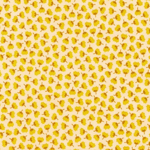 Robert Kaufman Fabrics, Berry Season, Flowers in Gold by Elizabeth Hartman, 17" (LAST PIECE, End of Bolt)