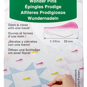 ORIGINAL Clover Wonder Pins - Curved Basting Pins, Pack of 20 clips, Pink & Yellow Pins