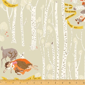 Windham Fabrics, Snow White in Grey &quot;Far Far Away 3&quot; by Heather Ross, per half-yard