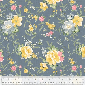 Laurel by Whistler Studios, Adorning Vine in Blue Grey, per half-yard, Windham Fabrics