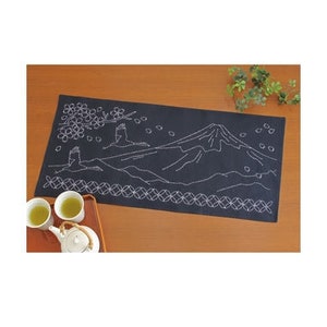 Ready To Stitch ** #SK-291 Japanese Sashiko Table Runner Kit – Fuji and Seven Treasures
