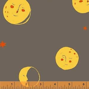 Windham Fabrics, Moons in Charcoal &quot;Far Far Away 2&quot; by Heather Ross, per half-yard