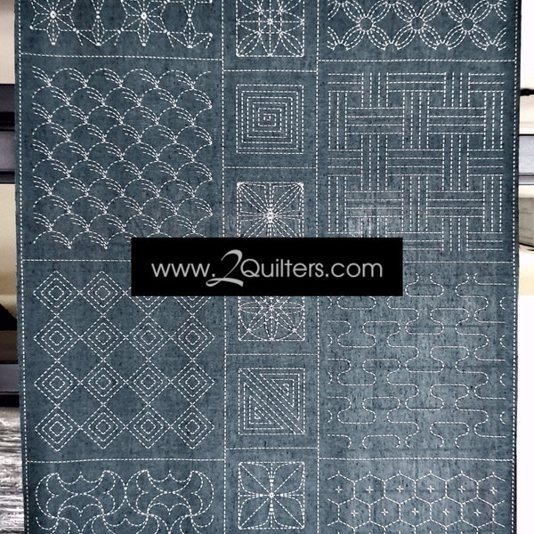 Ltd Edition* Olympus X Susan Briscoe Sashiko Pre-printed Panel 2020 - Traditional Patterns in Kofu Tsumugi Cotton (Available in 6 Colours)