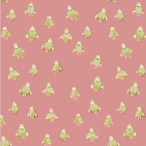 Windham Fabrics, Malibu, Sea Turtles in Rose, de Heather Ross, por media yarda