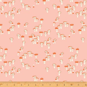 Windham Fabrics, Mushrooms in Pink &quot;Far Far Away 3&quot; by Heather Ross, per half-yard