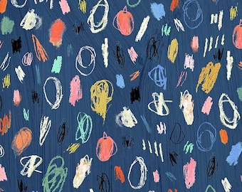 Happy by Carrie Bloomston, Artist in Indigo, per half-yard, Windham Fabrics