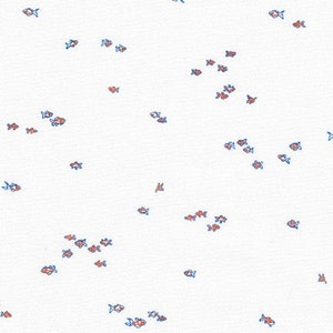 Robert Kaufman Fabrics, Wishwell Petit, Fish in WHITE OR WATER (Select Colour), per half-yard