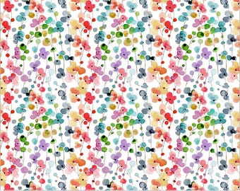 Wild Meadow by Sue Miano, Petite Blooms in White, Windham Fabrics, per half-yard,