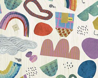 Happy by Carrie Bloomston, Happy Day Mixtape in Paper, per half-yard, Windham Fabrics