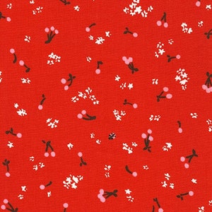 Cheery Blossom, Petite Cherries Ladybug, par Wishwell pour Robert Kaufman Fabrics par demi-mètre