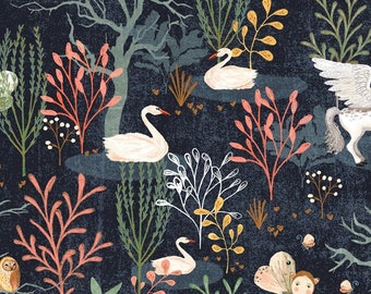 Windham Fabrics, Forest Fairies, Fairy Forest in Midnight par Katherine Quinn, par demi-verge, OEKO-TEX CERTIFIED