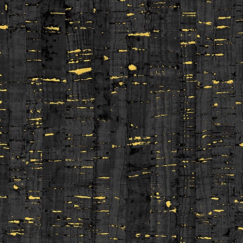 Uncorked Metallic, Black Metallic Cork Print, Windham Fabrics, per half yard