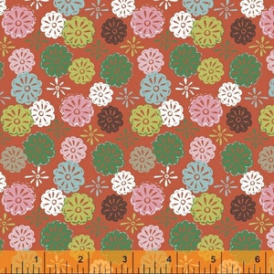 Windham Fabrics, Mouse Camp Flowers Corduroy (red), by Erica Hite, 36&quot; (LAST PIECE)