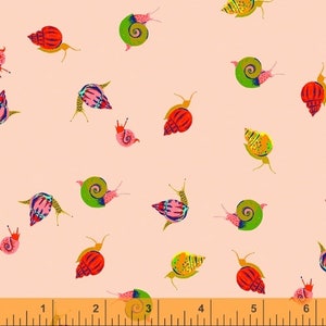 Heather Ross 20th Anniversary, Snails in Peach, by Heather Ross for Windham Fabrics, per half-yard, Sleeping Porch