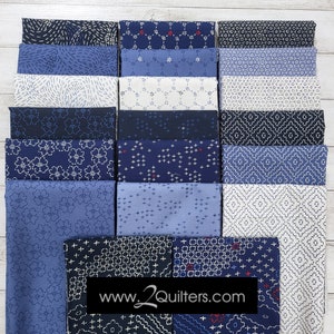 Indigo Stitches by Whistler Studios, FAT QUARTER BUNDLE, 20 prints, Windham Fabrics