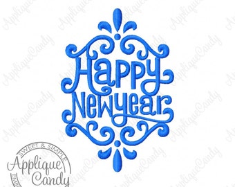 Happy New Year Machine Embroidery Design 4x4 5x7 6x10 INSTANT DOWNLOAD