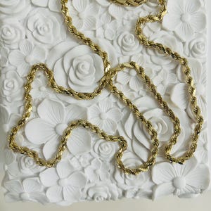 14k Yellow Gold Diamond Cut Rope Chain Necklace 24&quot;L 4.0mm Hollow Oroamerica Brand
