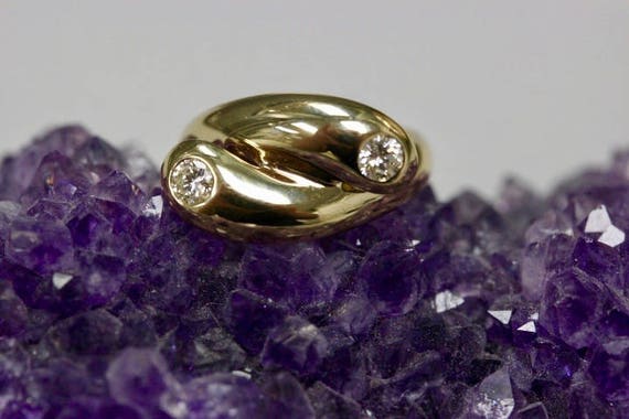 Stunning 14k Yellow Gold and Diamond Ring - image 2