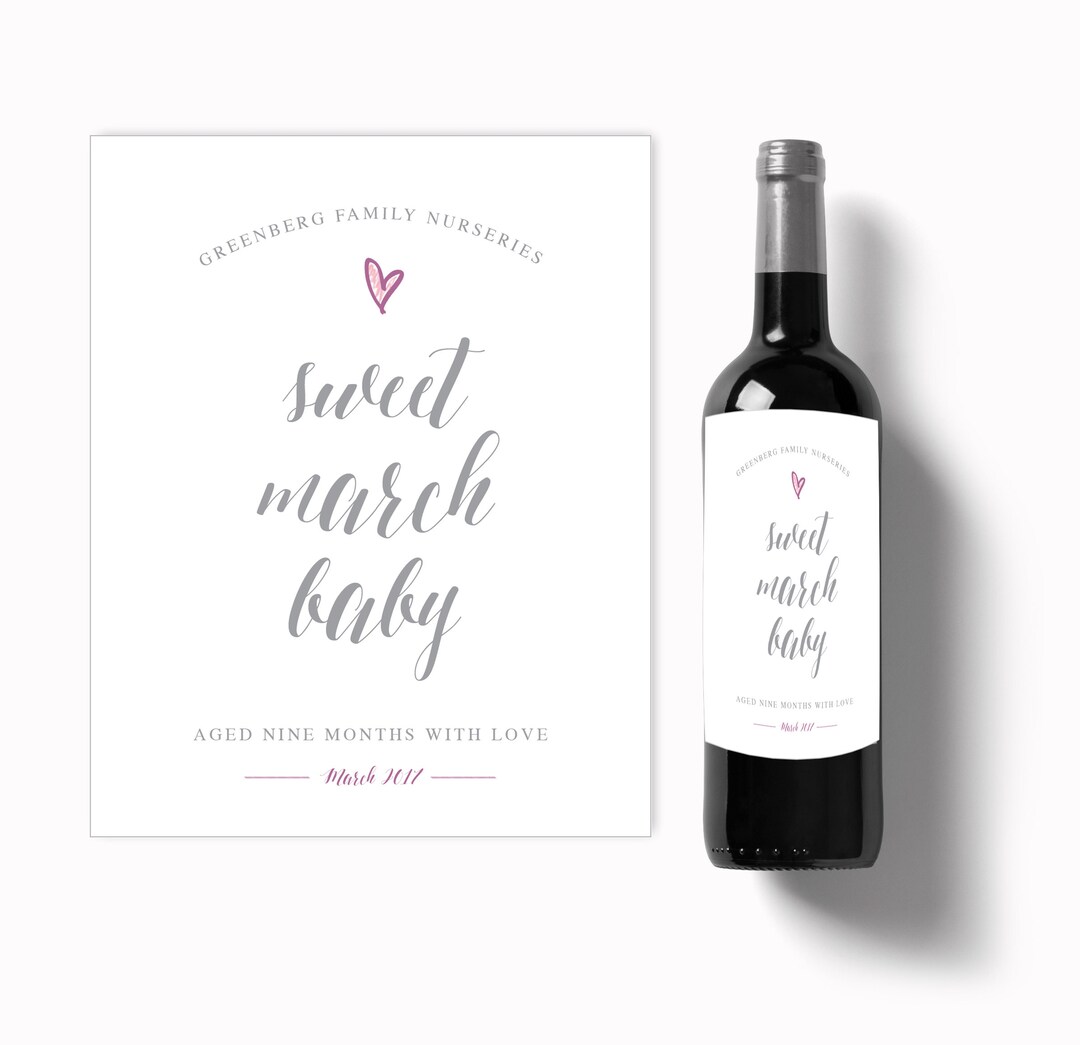 Baby Announcement Reveal Surprise We're Expecting Wine Bottle Label