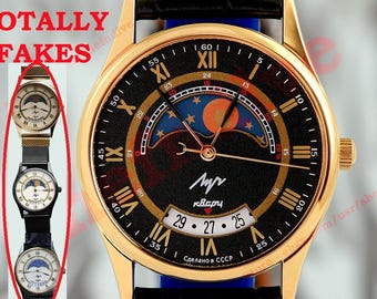Milch Lunnik NOS !! Sun Moon Phase Earth SPACE Stil Ex Rare russische Uhr