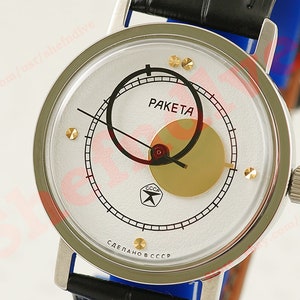 Raketa Männergeschenk Cal. 2609 Moon & Earth Copernicus Russische RARE UDSSR Vintage Space Style Uhr